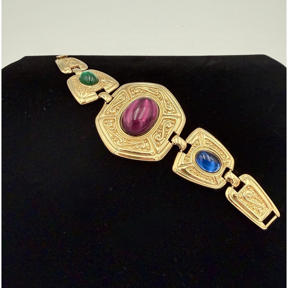 Vintage Napier Jewel-tone Cabachon Statement Bracelet